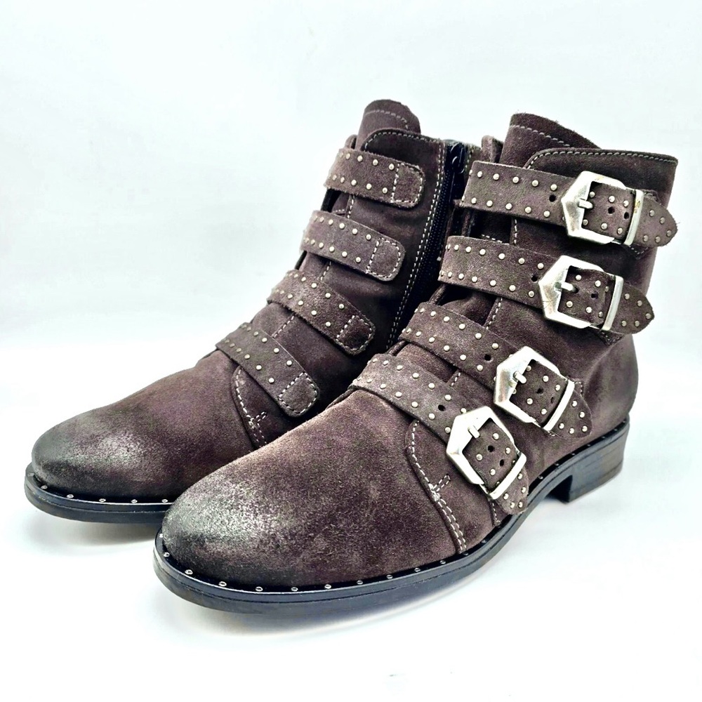 Real Suede Miz Mooz Studded Brown Ankle Boots